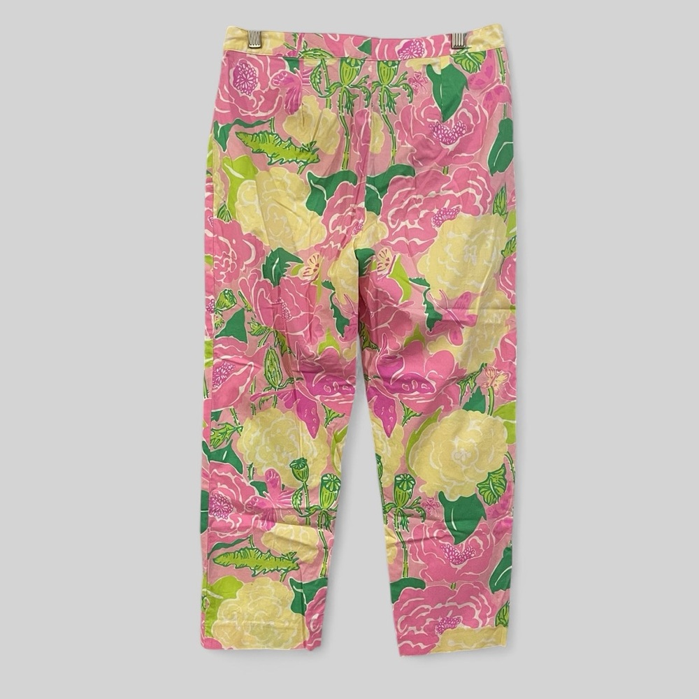 Lilly Pulitzer Cropped Pants Womens Size 4 Pink Floral Cotton - Picture 2 of 8